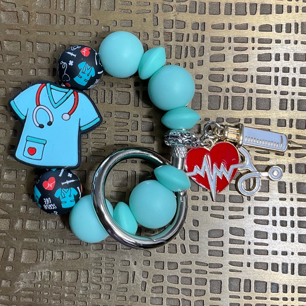 Nurse Theme Mini Keychain / Tumbler Cup Charm / Purse Charm - Teal
